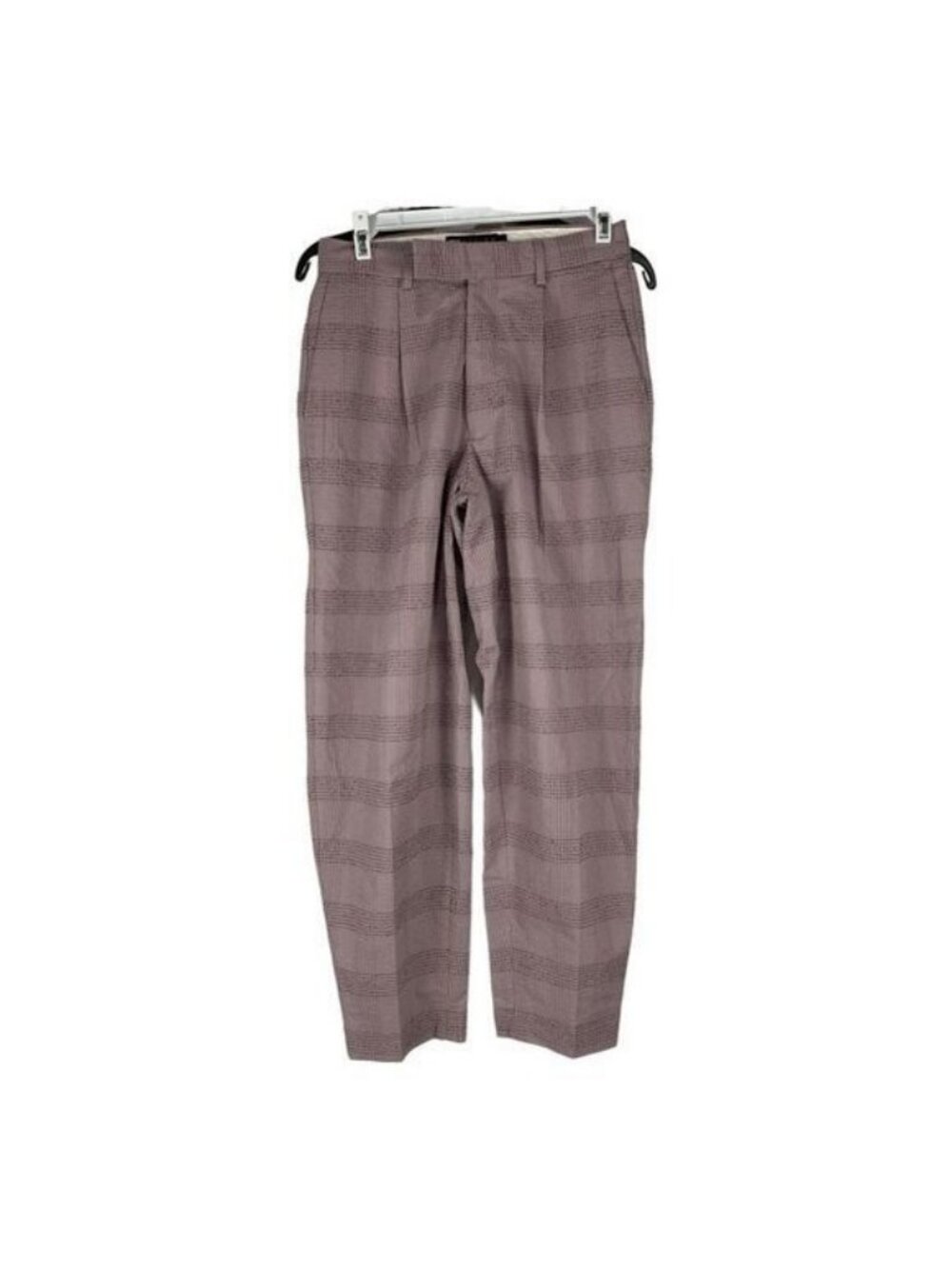 ASOS Design Womens Plaid Pants W26 L30 Slim Fit Textured Mauve Checkered Pattern